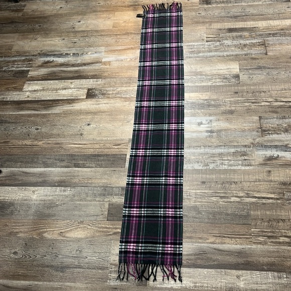 Coach Scarf Wool Cashmere Multi Color Plaid Tartan Fringed OS Classic Preppy - Picture 10 of 11